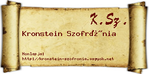 Kronstein Szofrónia névjegykártya